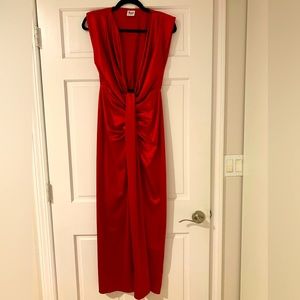 Red Gauged maxi length dress. Worn once. Perfect for a fun formal holiday look!